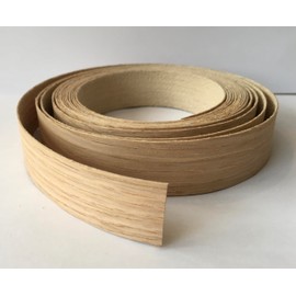 Vale Veneers 25mm Real Oak Wood Veneer Trim - 5m Roll of Pre Glued Iron on Edging Tape/Banding (25mm)