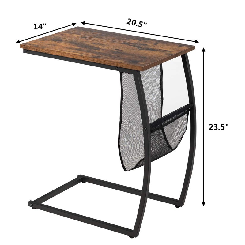Tangkula Sofa Side End Table, C Table Snack Table with