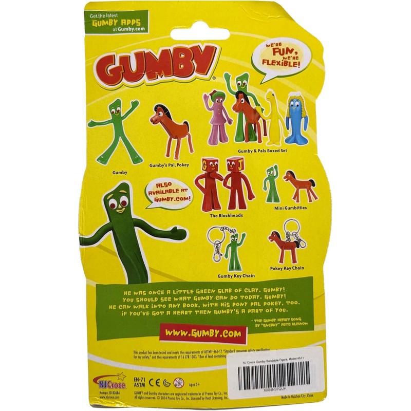 NJ Croce Gumby 6" Bendable & Posable Figure Fun Nostalgic