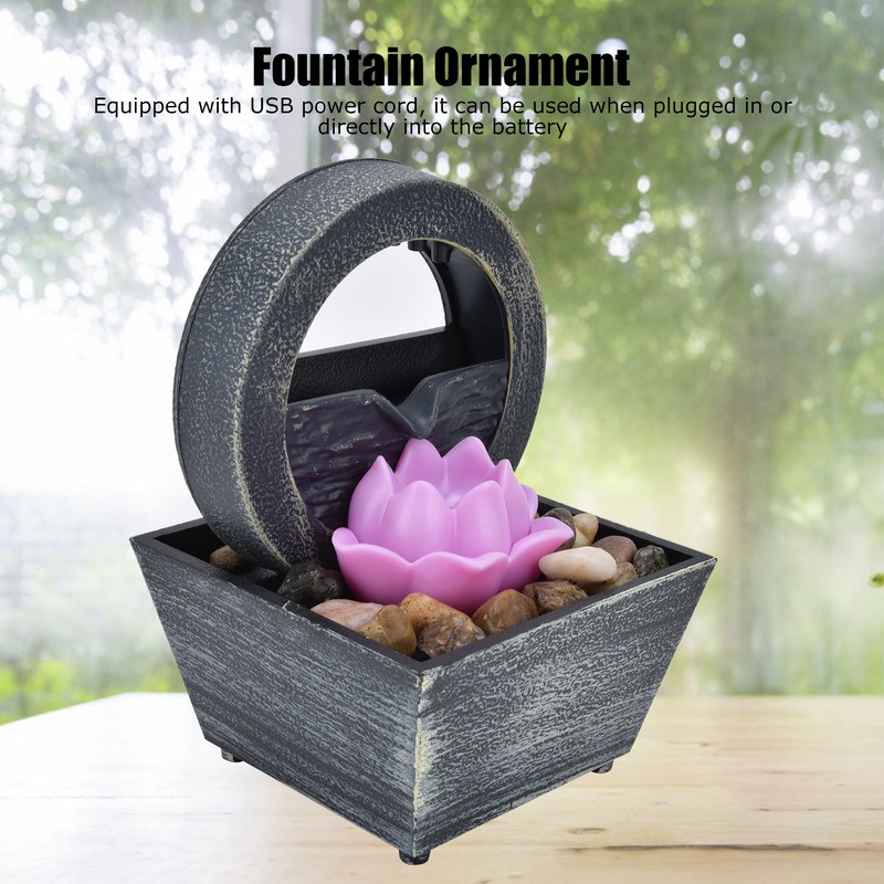 3V USB Plastic Flower Water Fountain LED Tabletop Fountain with