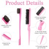7 Pcs Slick Back Hair Brush, Slick Back Brush, Pink