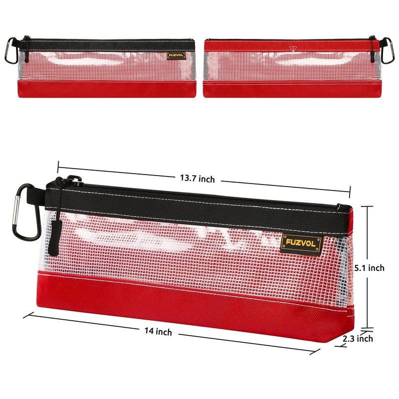 Clear Tool Pouch, 14" Long Tool Bag, Small Zipper Pouch,