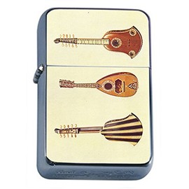 Perfection In Style Silver Flip Top Oil Lighter Vintage Musical Instruments Design 010