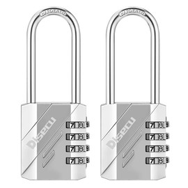 Disecu 2 Pack 4 Digit Combination Lock 2.5 Inch Long Shackle Outdoor Waterproof Padlock for School Gym Locker, Fence, Hasp Gate, Case, Storage (Silver)