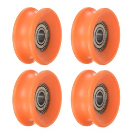 uxcell 4pcs U Type Groove Pulley Nylon Guide Rolling Bearing 6x30x13mm U Groove Roller Wheel for Door Window, Orange