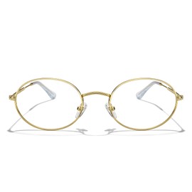 RB. Pilot Oval Reading Glasses for Women Men Blue Light Blocking Computer Thin Metal Full Rim Frame Readers