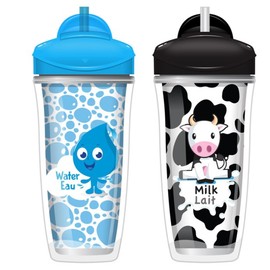 Playtex Baby Sipsters Etapa 3 a prueba de derrames, a prueba de fugas, tazas aisladas para sorber de paja para niños pequeños, leche y agua, 9 onzas, 2 unidades