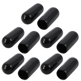 sourcing map Pack of 10 5 mm Inner Diameter PVC Flexible Vinyl End Cap Threaded Protection Cover Black