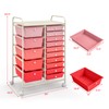Giantex 15 Drawers Rolling Cart, Classroom Organizers, Storage Cart with