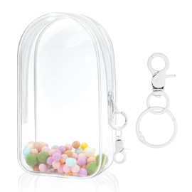 Clear Figure Display Bag with Keychain for Doll, Positive Doll Storage Bag, Pouch Keychain Charms for Collectibles (with Zipper- Waterproof) Doll Storage Bag,Building Block Storage Bag,8.2 * 4.6 inch
