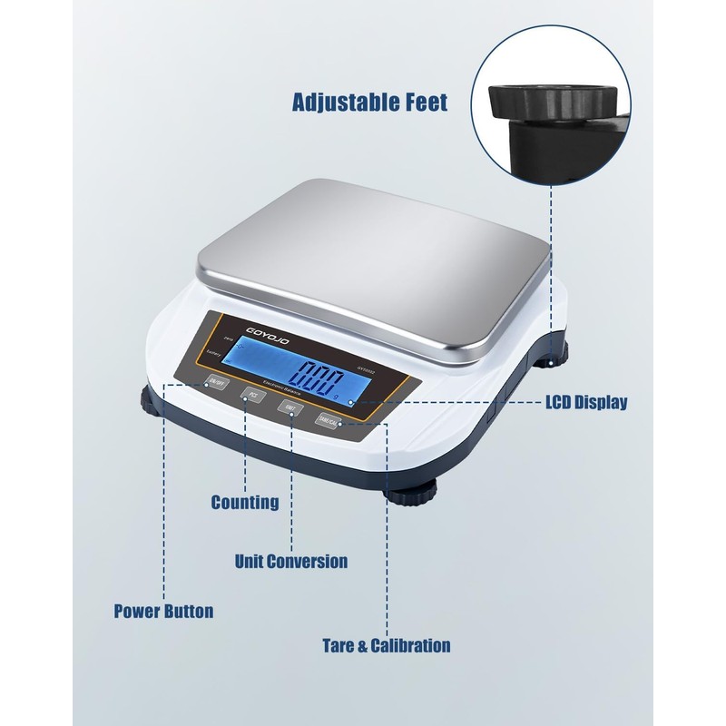 GOYOJO Digital Analytical Balance and Lab Scale, 5000g Capacity, 0.01g
