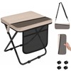 Soly Portable Folding Stool,14.2"Collapsible Camp Stool with Storage Pocket