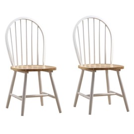 Boraam Farmhouse Chair, White/Natural, Set of 2