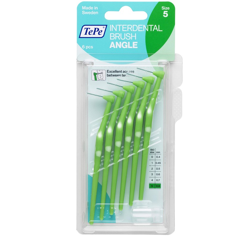 Interdental Brush Angled - Green 0.8mm (6 pack)