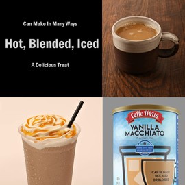 Caffe D'Vita Vanilla Macchiato - 100% Arabica Coffee Latte Mix, Instant Cappuccino Mix, Gluten Free, No Cholesterol, No Hydrogenated Oils, No Trans Fat, Kosher-Dairy, Instant Coffee Drink - 1 Lb Can