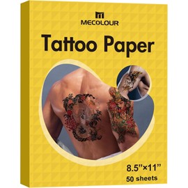 MECOLOUR Papel de tatuaje temporal imprimible para impresora de inyección de tinta - Hoja de transferencia de imagen personalizada DIY de 8,5" x 11" para la piel (blanco - 50 juegos)