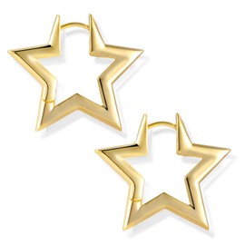 ALEXCRAFT Star Earrings Gold 27mm Earrings For Women Gold Plated Earrings