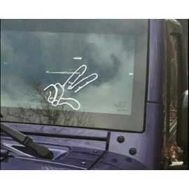 Vital All-Terrain Vinyl Hand Decal/Sticker for Jeep Wave (White) for CJ, CJ5, CJ7, Willys, Wrangler