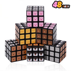 JOLLYFUN 48 Pack Animals Mini Cube Bulk, 1.18 Inch 3x3x3 Small Puzzle Cubes Set, Animal Themed Birthday Party Favors, Classroom Rewards Prizes, Stocking Stuffers, Easter Basket Fillers for Kids
