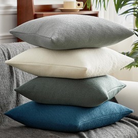 Longhui bedding Navy Cotton Linen Throw Pillow Covers 18x18 Inch Set of 2 Soft Decorative Cushion Covers for Couch Sofa Bed