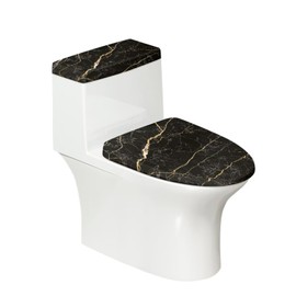 KUIFORTI Black Marble Toilet Lid Cover Set of 2 Piece Tank Cover Replacement Home Bathroom Decor Accessories