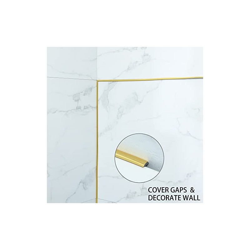 16.4ft Shiny Gold Peel and Stick Molding Trim, Flexible Mirror