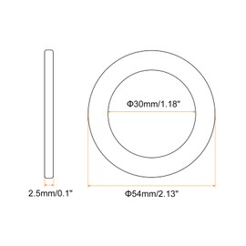 QUARKZMAN M30 Washer, Pack of 2 Brass Ring Washers 54 mm OD 2.5 mm Thick Metal Sealing Ring for Screws Bolts Nuts