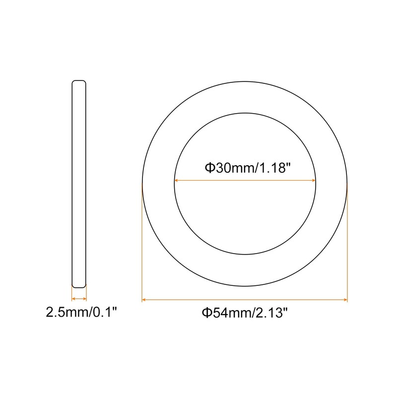 QUARKZMAN M30 Washer, Pack of 2 Brass Ring Washers 54
