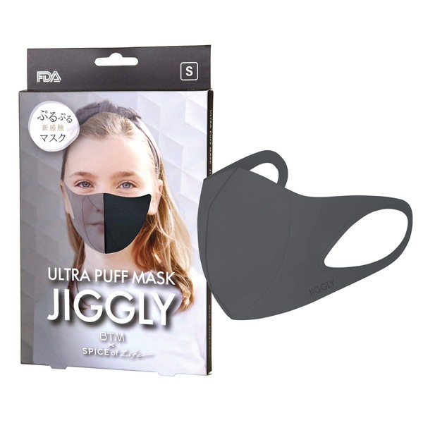 Spice Of Life JGM1011SGY Jiggly Ultra Puff Mask, Gray, Size S, Droplet Filtration, Soft, Suitable For Sensitive Skin, Good Fit, Antibacterial, Washable 100 Times, Durable, Easy to Breathe, No Ear Pain, Made in Korea, For Women