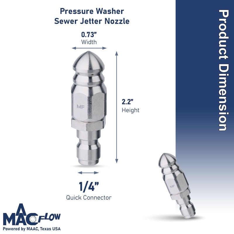 MAACFLOW MAACFLOW Sewer Jetter Nozzle For Pressure Washer Stainless Steel