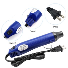 Mini Heat Gun, Portable Hot Air Gun Tool for DIY Crafts Heat Shrink Gun for Epoxy Resin, Embossing, Shrinking Wrapping Drying Paint Removing Stickers (Blue)