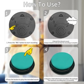 Set of 5 Color Dog Buttons with Rubber Mat for Communication,Voice Recording Button,Pet Talking Buttons,Pet Buttons,Dog Training & Behavior Aids,Train Your Dog to Voice What They Want