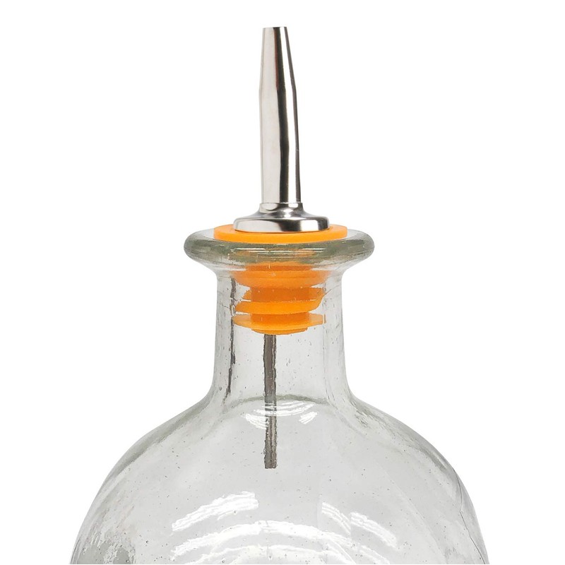 Winco Metal Pourer, Oversized, Tapered Spout, Medium Flow, Yellow Plastic