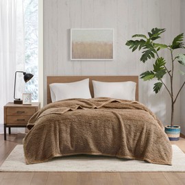 Woolrich Burlington Berber Blanket Super Soft, Cozy Lightweight Cover with Luxrurious Velvet Binding, Modern Trendy All Season Bedspread Bedding-Set, Twin 66" W x 90" L Brown