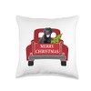 Merry Christmas Truck Dog Black Lab Throw Pillow