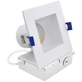 LUXRITE 4 Inch Square LED Recessed Ceiling Light with J-Box, CRI90, 12W, 5CCT Selectable 2700K/3000K/3500K/4000K/5000K, 1060 Lumens, Dimmable Canless Downlight, Wet Rated, IC Rated, ETL Listed