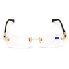 Men Rectangular Rimless Designer Fashion Reading Glasses/w Anti-reflective AR Coating
