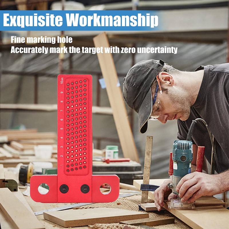 Woodworking Scriber T Square Ruler 100mm Aluminum Alloy Hole Positioning