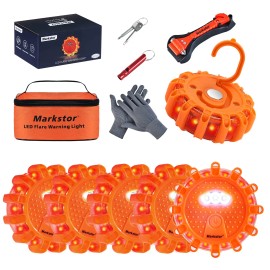 DK  6-Pack LED Road Flare Car Emergency Kit Magnetic Base & Hook Road Flares Safety Light With 9 Flashing ModesType: 6-Pack Parts