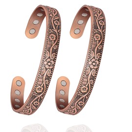 EnerCoppeX Pure Copper Bracelet for Women, Magnetic Lymph Detox Jewelry with 3500 Gauss Magnet (2)