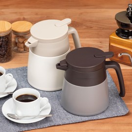 Atlas ACS-803ASH Tabletop Coffee Server, Cooling Pot, Thermal Pot, 27.6 fl oz (800 ml), Vacuum Insulated, Heat Insulated, Cold Retention, Stainless Steel, Easy to Clean, Direct Drip, Unbreakable, Wide Mouth, Stylish, Ash