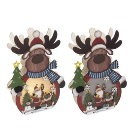 Ideen mit Herz 3D LED Stand | Wooden Decoration | Reindeer | Lighting | Warm White | Christmas, Advent, Winter | 24 cm x 15 cm