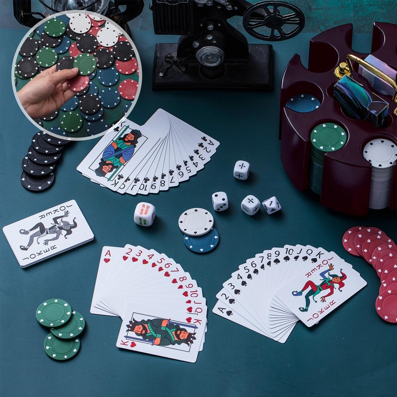 Wettarn Poker Chips Poker Set, 200 Count Rotating Chip Case