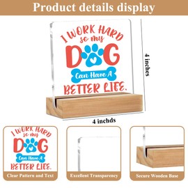 Dog Lover Gifts Office Decor Funny Acrylic Sign with Wood Stand, Funny Office Gifts Bedroom Office Living Room Desk Cubicle Table Shelf Decor, Dog Mom Dad Gifts for Women Men Girls Coworker Friends