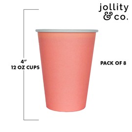 Jollity & Co Shade Paper Cups - 12-oz Party Cups in Gild Gold - Pack of 8 Disposable Paper Cups - Easy to Mix and Match - Paper Cups to Suit All Occasions and Birthday Decorations