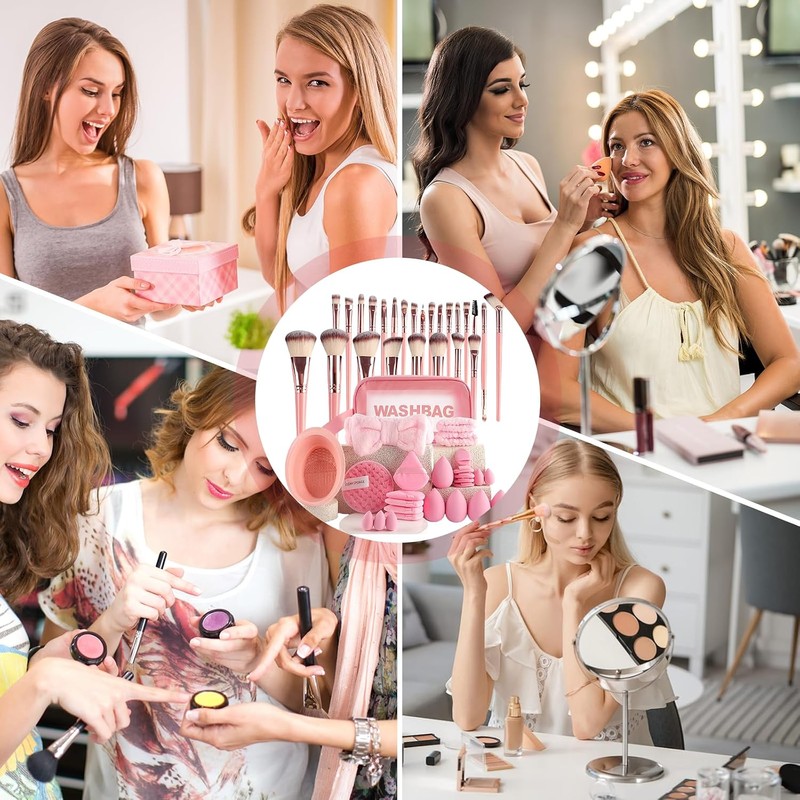 Set de Brochas de Maquillaje, 51 Piezas con Cerdas Sintéticas