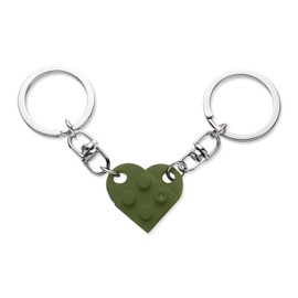 KINBOM Heart Keychain Set, 2pcs Matching Heart Keychain Couple Keychains Small Heart Decorations for Party, Valentines Gift for Girlfriend Boyfriend (Army Green)