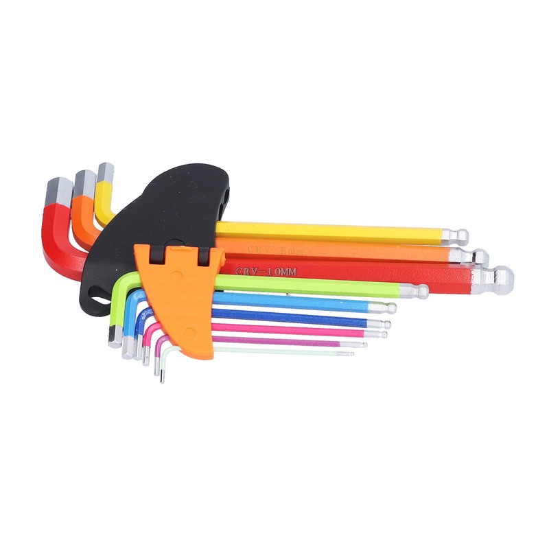 9Pcs Hex Wrench Ball End Colourful Long Arm Metal Key