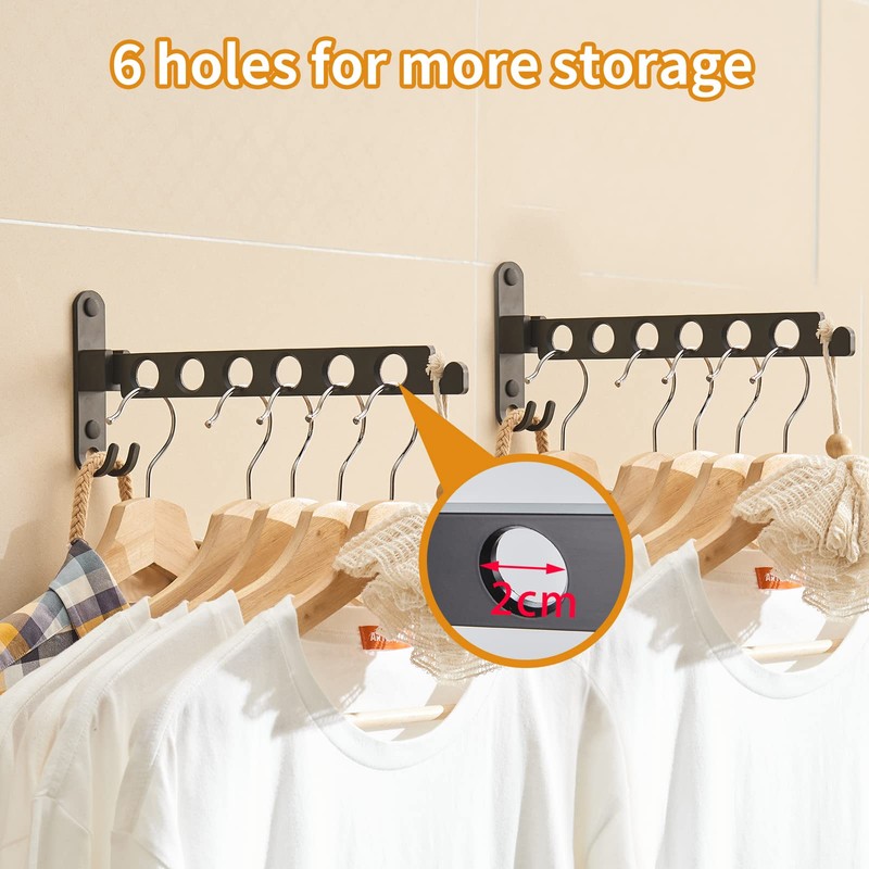JOOM Retractable Folding Wall Mounted Clothes Hanger Rack Clothes Storage
