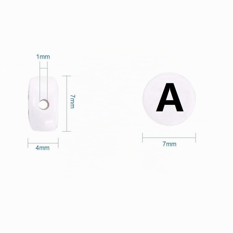 Lnvision Perline con Lettere A 300 Pezzi 4x7mm Vocale Bianco